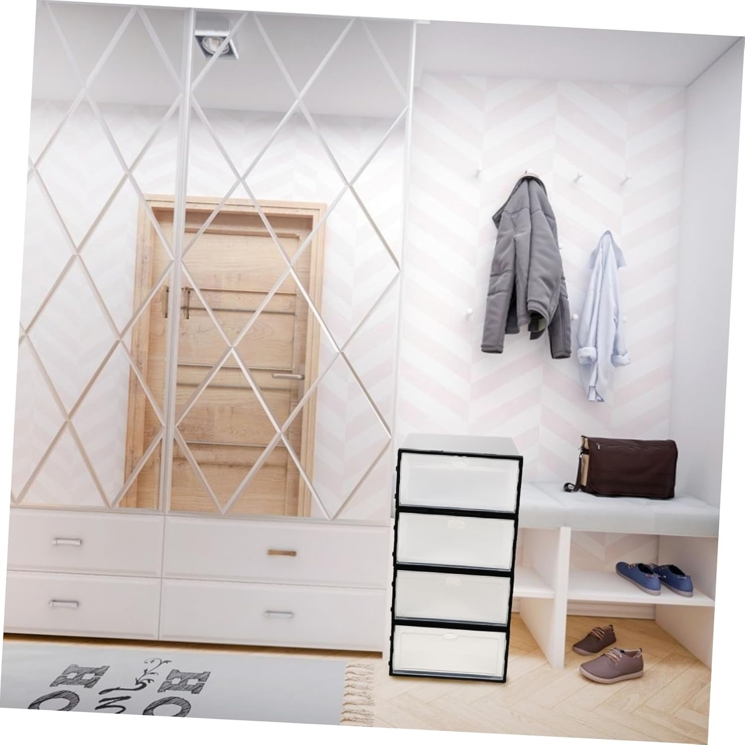 KOMBIUDA 4pcs Transparent Plastic Storage Boxes and Dustproof Shoe Organizers for Home Sundry Items Thickened Design for Men s Shoes Multi-functional Storage