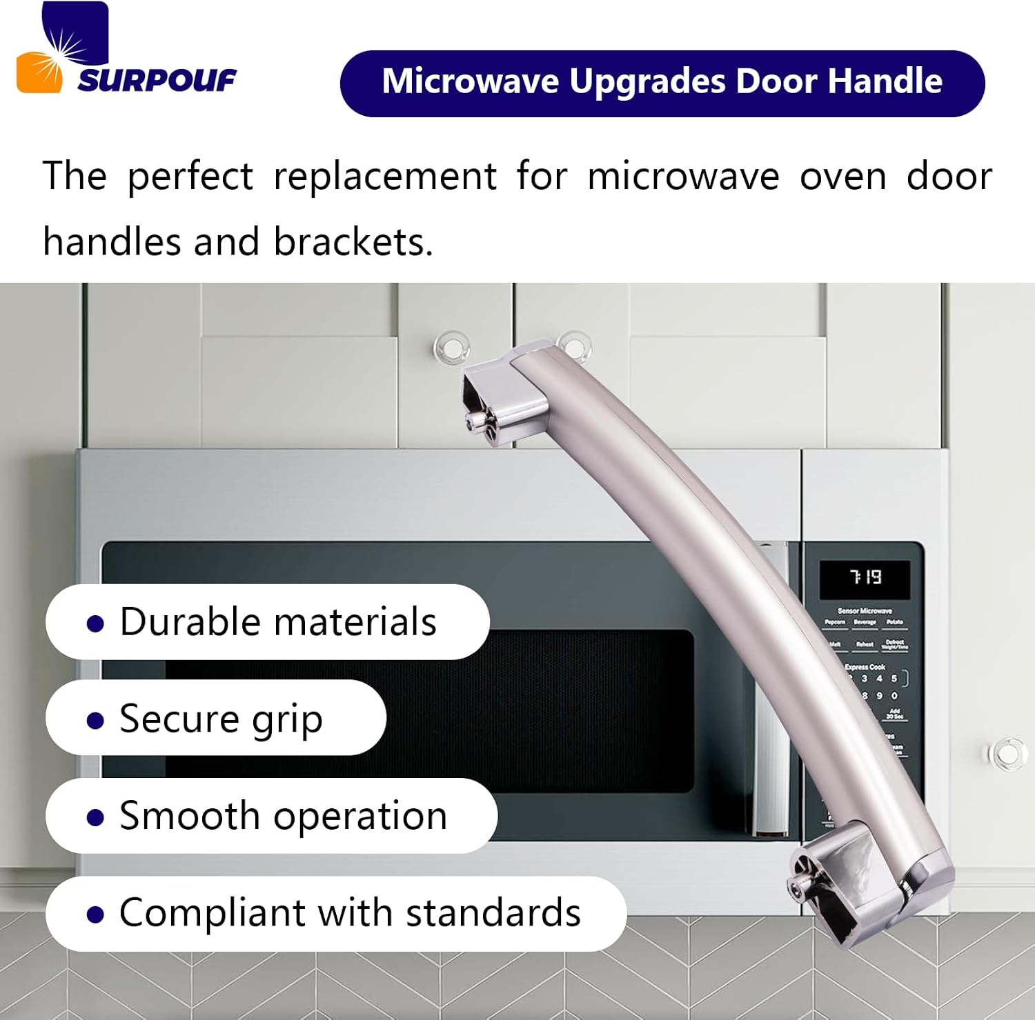 New Upgrade WB15X21101 Microwave Door Handle Compatible with GE Microwave PSA9120SF1SS JNM3163RJ1SS PVM9179SF2SS Replaces 3025571 AP5790530 PS8754188 EAP8754188