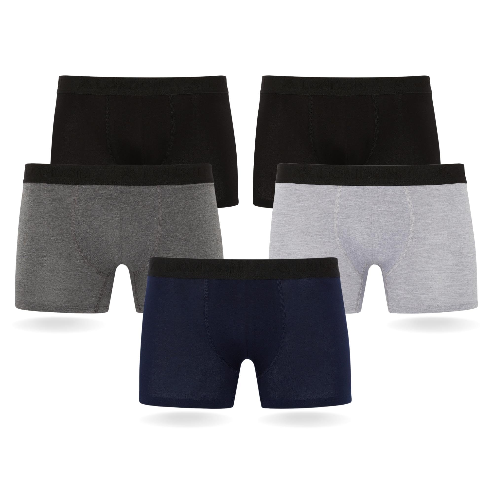 FM London Boxers Lot de 5 pour Homme avec Technologie de Protection Contre Les odeurs HyFresh