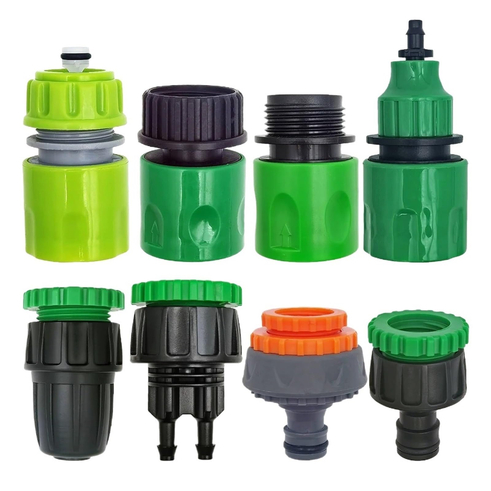 Garden Tap Adapters Quick Connectors 1/2" 3/4" Drip Irrigation Water Splitters Female Thread Male Nipple Joint 1/4" Hose(O-EURO-4PCS)