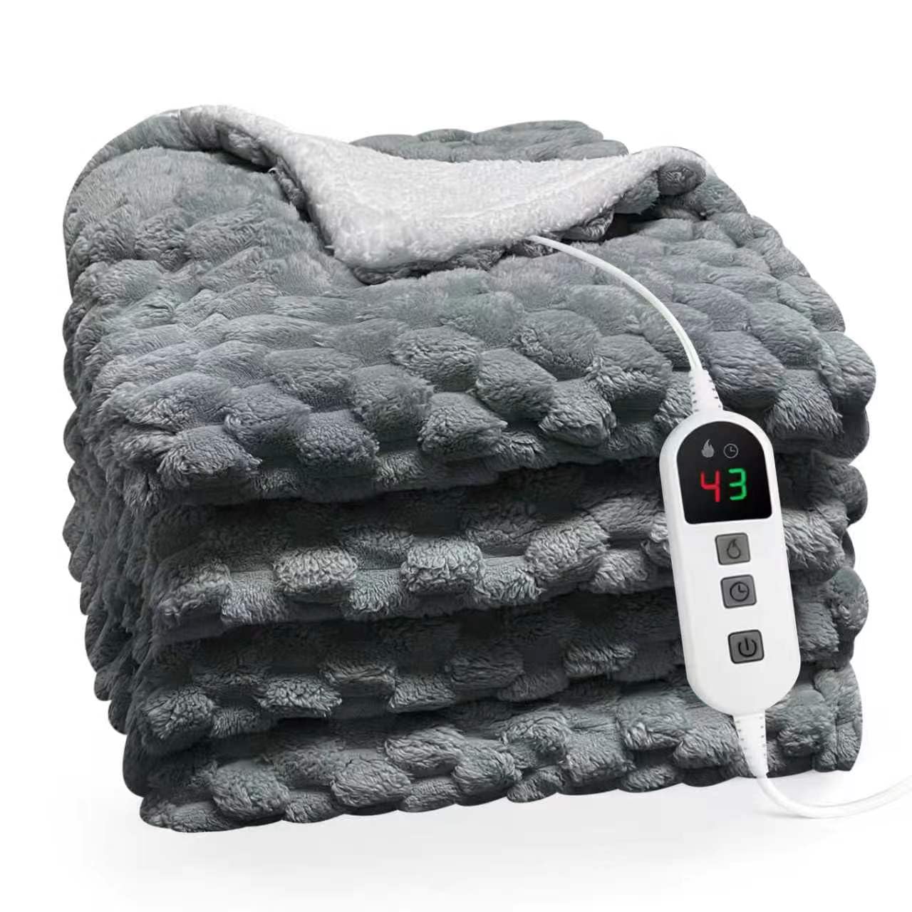 Electric Blanket Silver Grey 160x130CM, Heated Blanket, Machine Washable