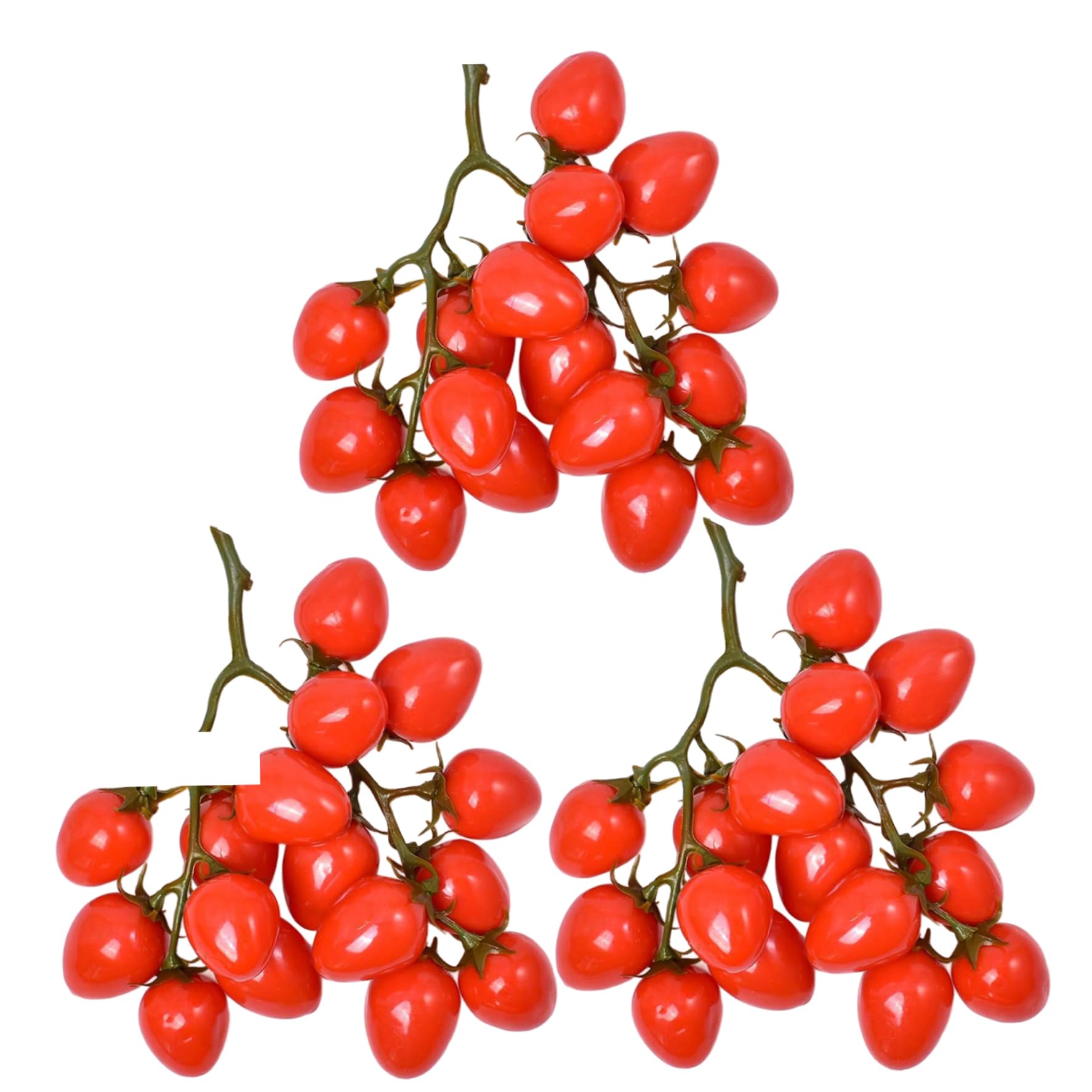 Perodlly 3 Pcs Tomato Decor, Plastic Realistic Tomatoes With Vines, Decayproof Artificial Fruit For Home Kitchen Cabinet Party.