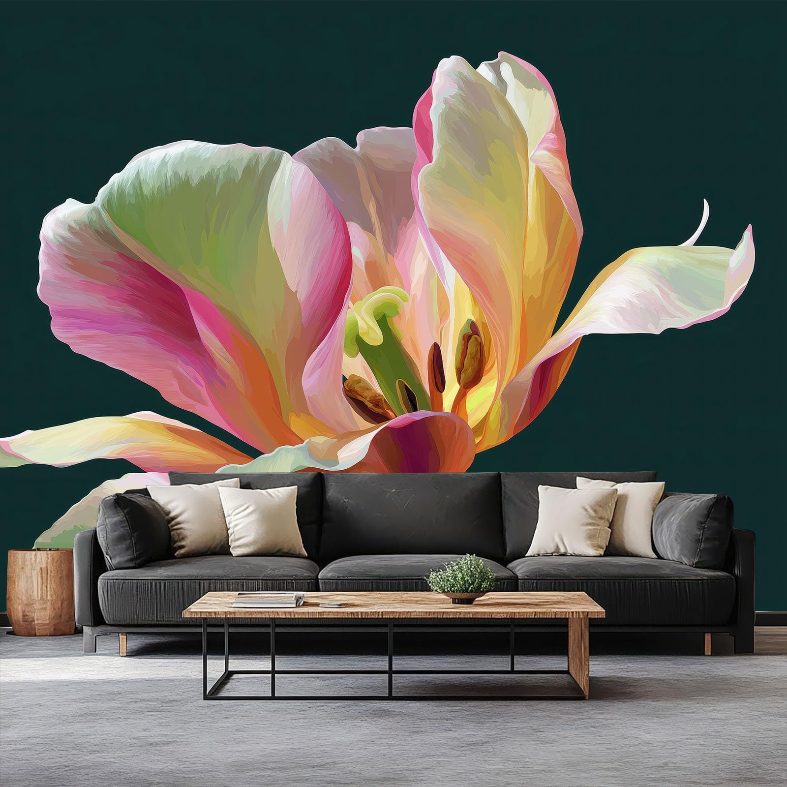 Fototapeta 3D, roślina, tulipany, 250 x 175 cm, fototapeta, styl fotograficzny, nowoczesny salon, tło telewizora mural tapeta do salonu TV sofa tematyczny hotel murale