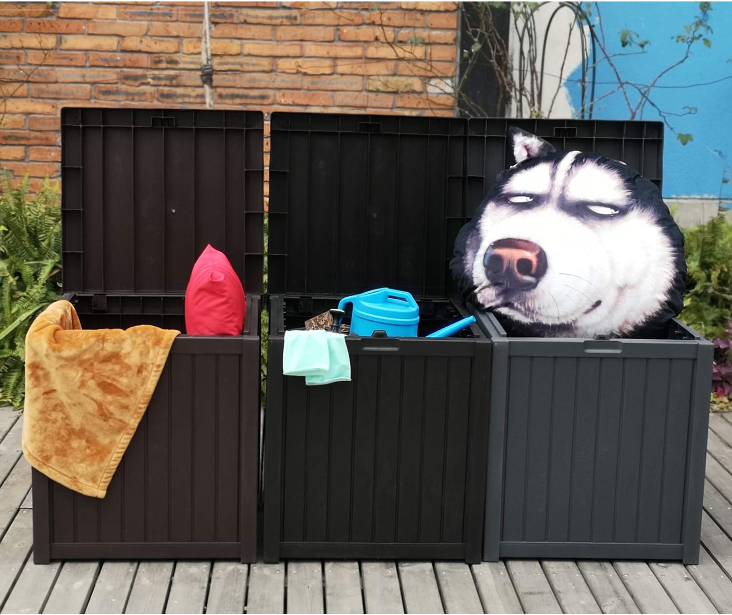 Waterproof Deck Storage Container Box Outdoor - Plastic Patio Furniture 52 Gal, Grey: Home Improvement