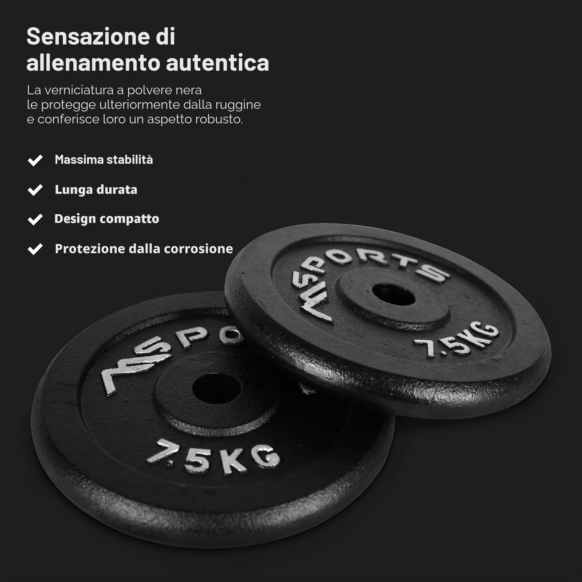 MSPORTS Coppia di dischi professionali in 100% ghisa, manubri da 5-30 kg