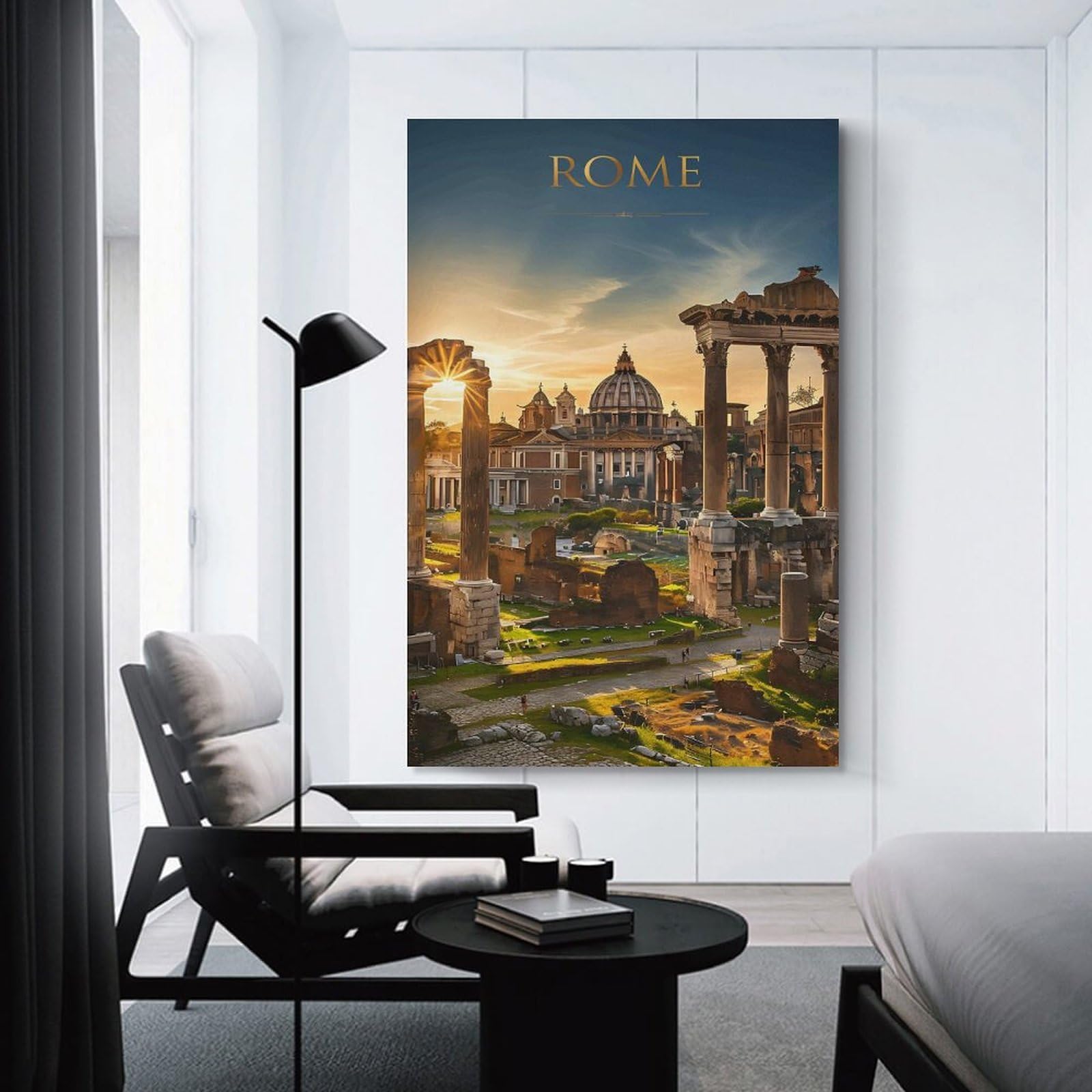 Junmoney Rome Sunset Ruins Wall Picture Print 12x18inch(30x45cm), for Home Walls, Creative Rooms Or Shared Spaces, Stylish Home Artwork for Focal Walls