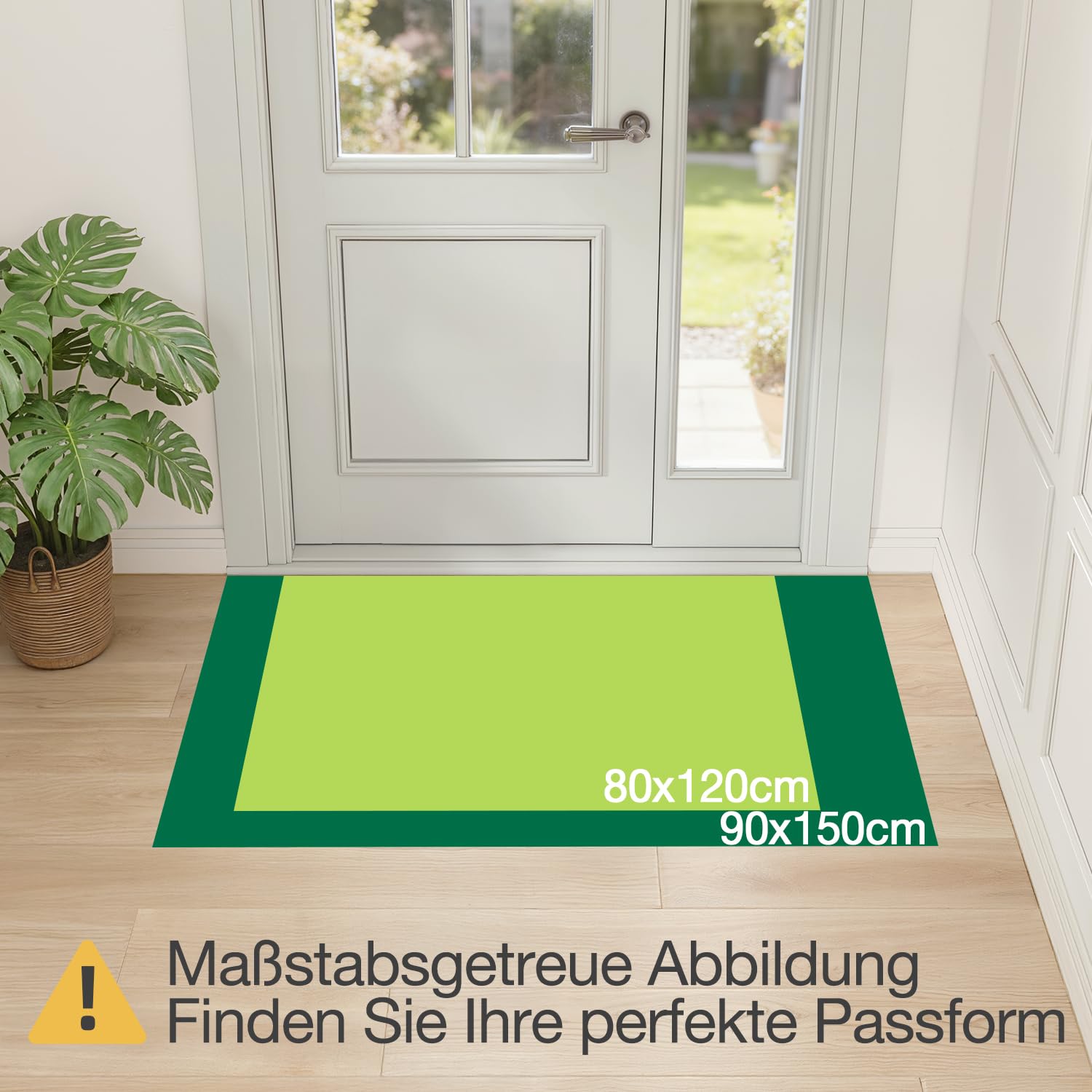 LUMI Waschbare Fußmatte Innen 90x150 cm, Saugfähige Schmutzfangmatte Beige | Schmutzfangend, Rutschfeste Gummiunterseite, Flaches Profil, Eingangsmatte, Stark frequentierte Bereiche