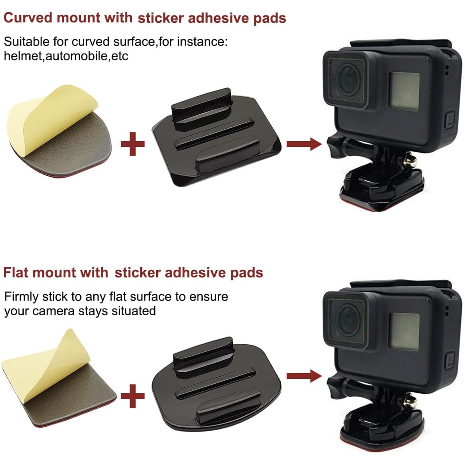 6 Paquetes Pegatina Casco Soporte 3M Adhesivo Almohadillas Hebillas Tornillo Accesorios Compatible con GoPro Hero 13 12 11 10 MAX 9 8 7 6 5 Session dji Osmo Cámaras de Acción — view 4