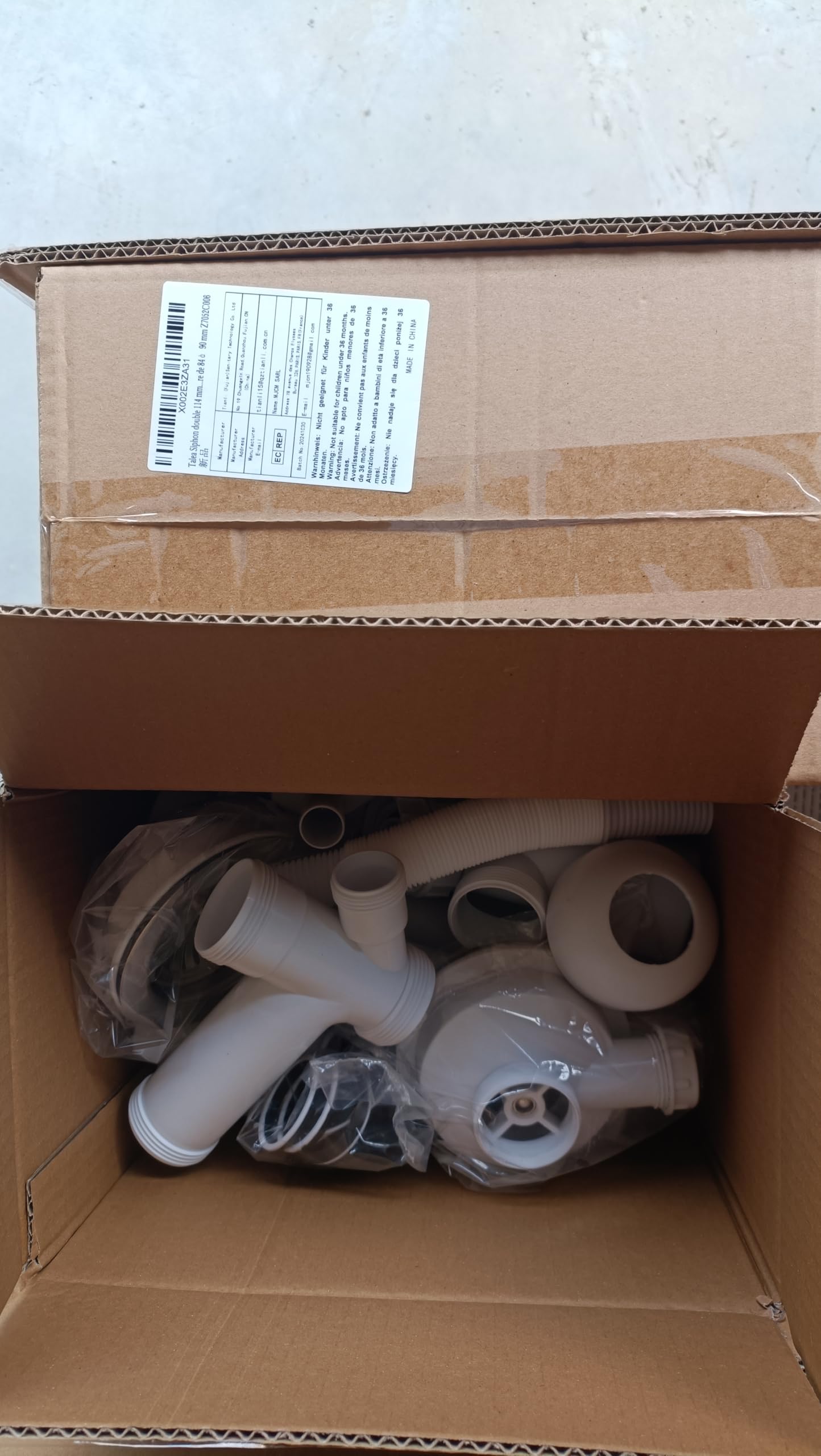 Talea Sifone doppio da 114 mm per lavello con attacco per lavastoviglie, sifone, sifone doppio per il lavello, adatto per lavelli con un'apertura di 84–90 mm Z7052C006