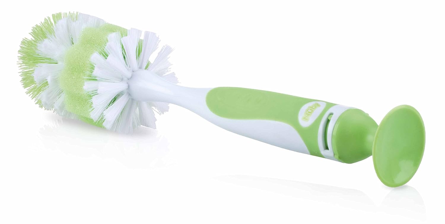 Nuby Easy Clean Bottle Brush with Suction Base, Colors May Vary (Discontinued by Manufacturer)