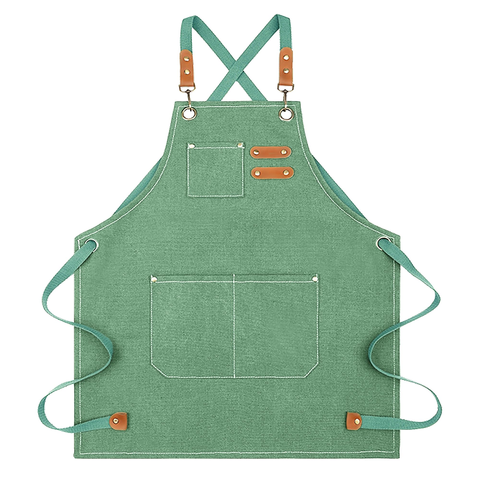 Nanxson Canvas Chef Apron for Men Work Aprons with Pockets Tool Apron for Cooking Gardening Painting, Pea Green