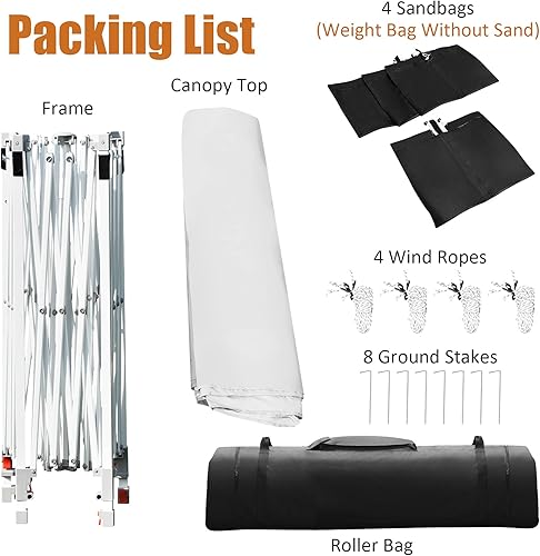 Miniatura 8 de Tangkula Tienda de campaña desplegable de 10 x 10 pies, toldo instantáneo comercial con 5 paredes laterales extraíbles con cremallera y toldo