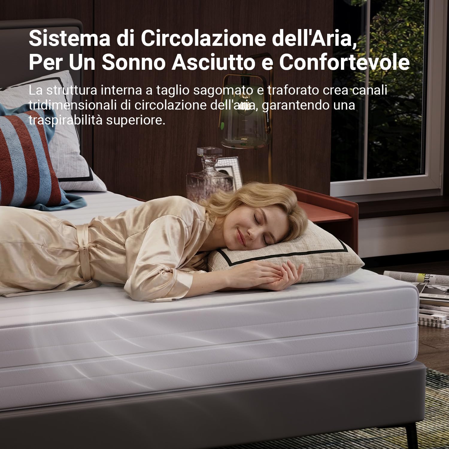 Avenco Materasso Singolo 80x190 cm, Altezza 14 cm, Schiuma Ondulata in Fibra di Bambù a 7 Zone, Traspirante e Ortopedico, Fodera Sfoderabile e Lavabile