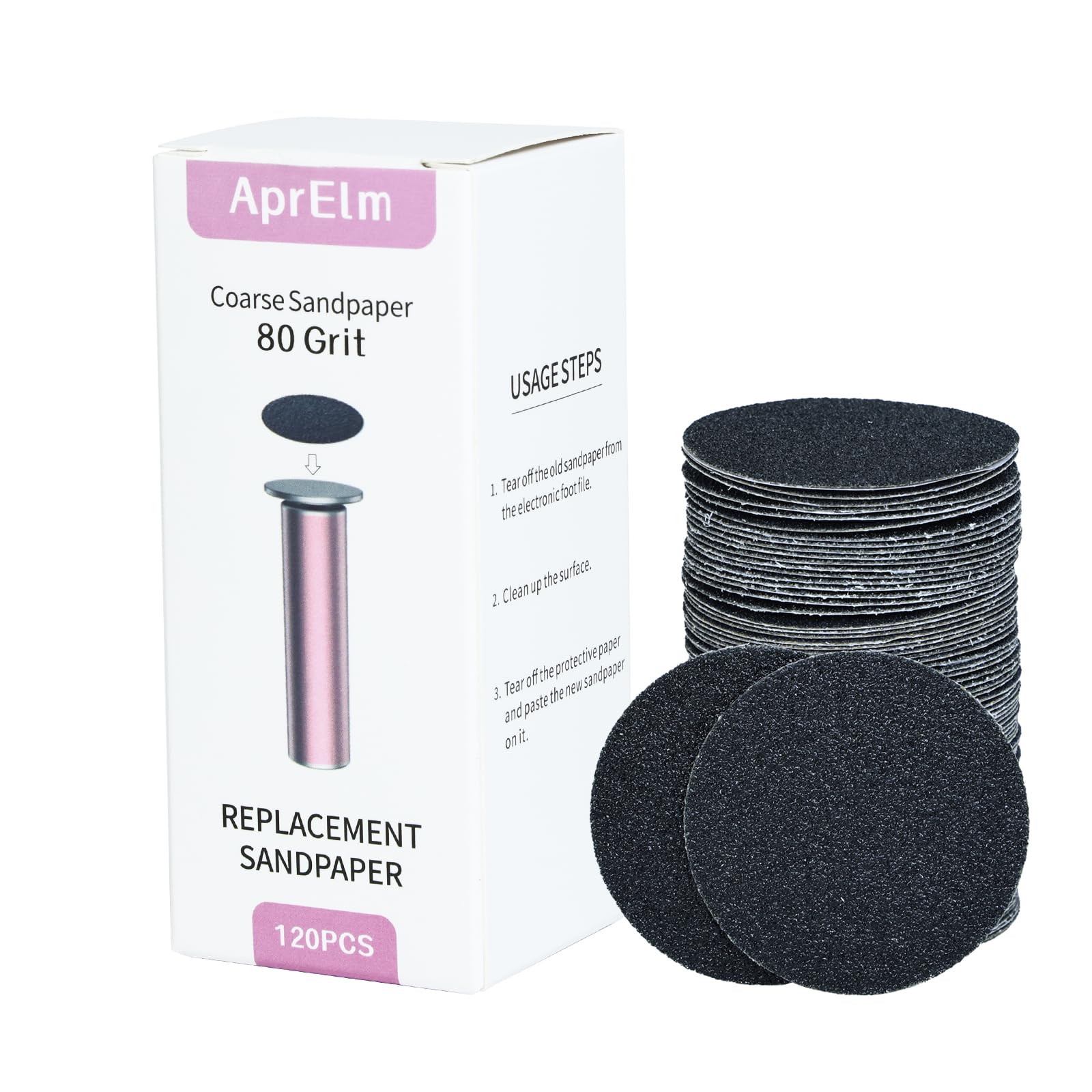 120pcs Replaceable Sandpaper for Electric Foot Callus Remover, Coarse 80 Grit Electric Foot File Replacement Pads (Coarse 80 Grit)