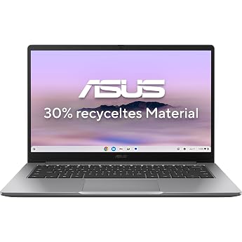 ASUS Chromebook CX14 CX1405CTA Laptop 14 Inch FHD 169 IPS Display Intel Core 3-N355 8GB RAM 128GB eMMC Intel UHD ChromeOS QWERTZ Misty Grey