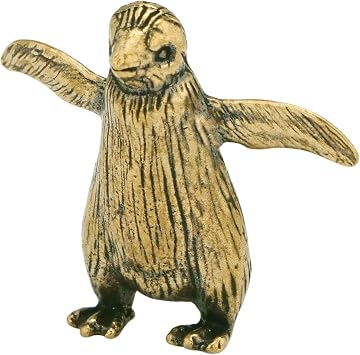 Brass Figurines Home Decor,Retro Penguin Brass Ornament Lovely Tea Pet Copper Sculpture Handheld Crafts Collection Kawaii Room Decor 3x2.6cm