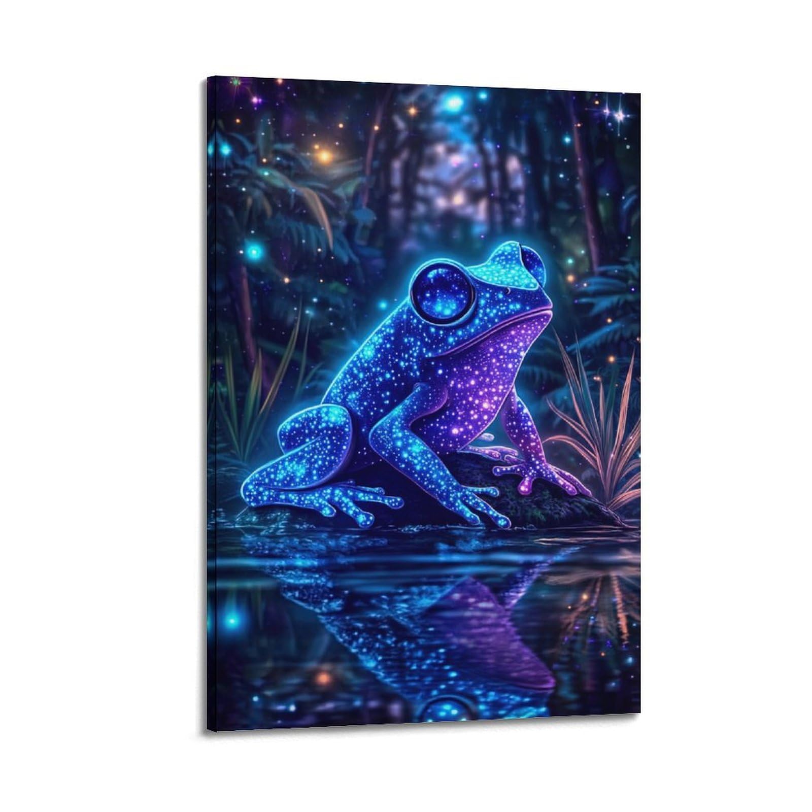 HUIYHB Animal Poster Glowing Frog Poster Decorative Painting Canvas Wall Posters And Art Picture Print Modern Family Bedroom Decor Posters 20x30inch(50x75cm)