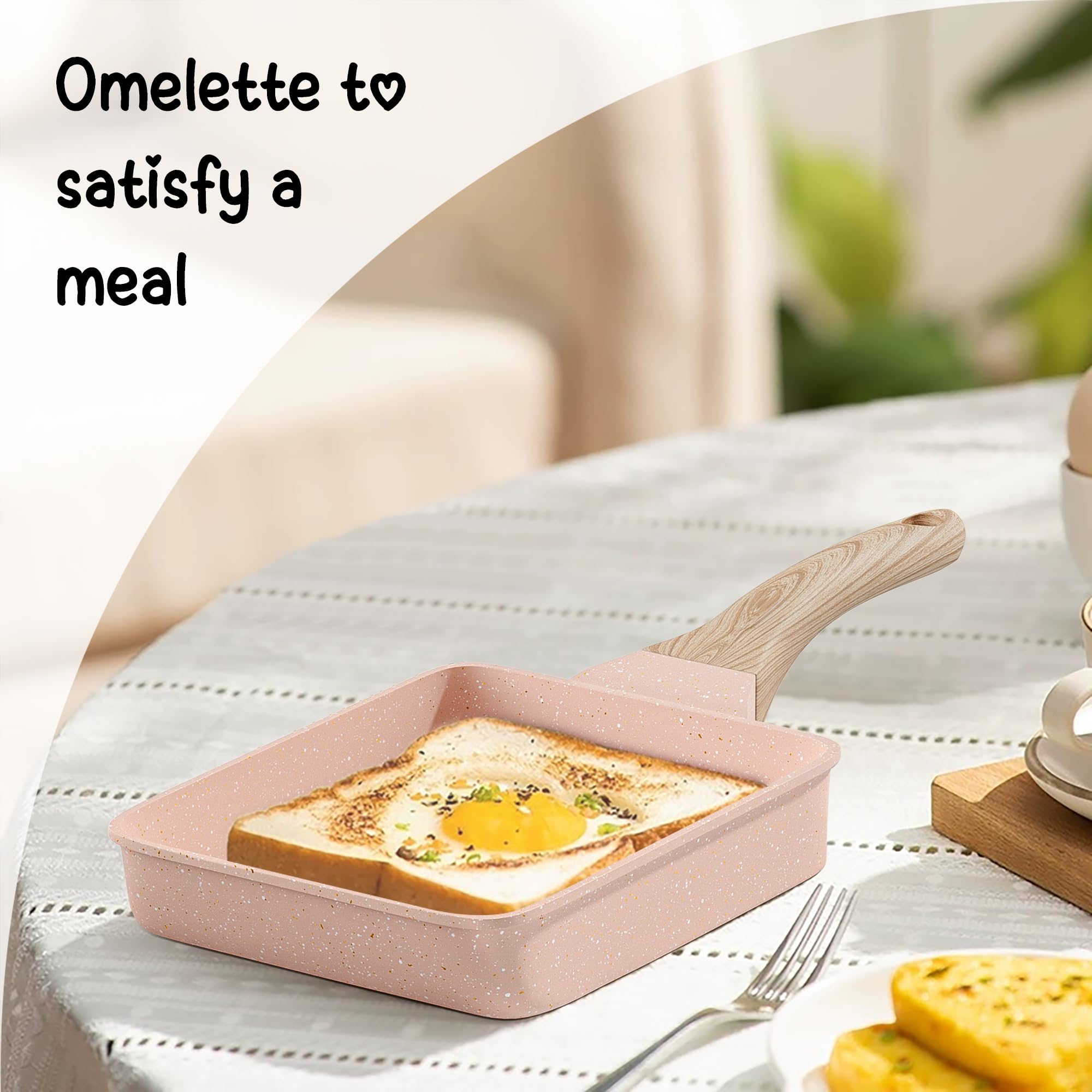 RIOVARM Poêle à Omelette Tamagoyaki Antiadhésive, Induction Avec Revêtement en Granit, Sans PFOA, Pour Œufs, Crêpes, Petit Déjeuner et Camping - 4
