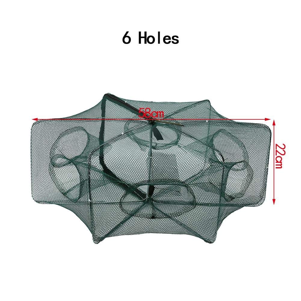 6/12 Fori Rete da Pesca Pieghevole Automatico Trappola Rete da Pesca Netto Gamberetti Gabbia Nylon Granchio Pesce Trappola Colata (6 Fori)