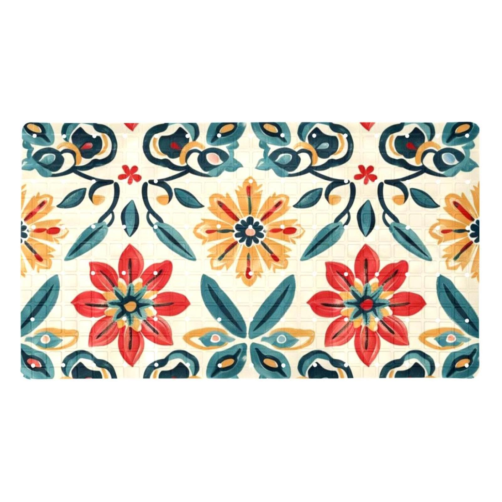 Tapis de bain antidérapant élégant et de qualité supérieure Art Flowers