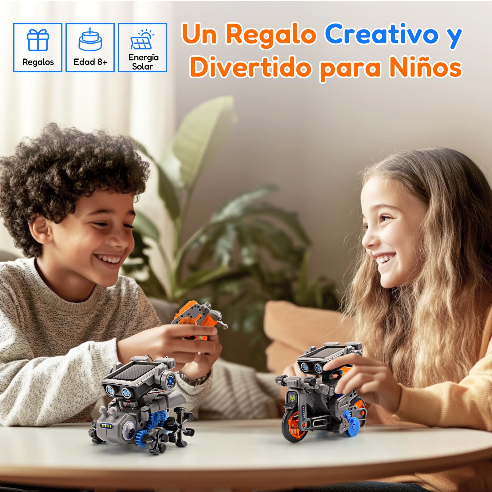 VEPOWER Kit Solar Robot, Technic 15 en 1 Robot Juguetes Niños, Stem Kit de Montaje Robótico Accionamiento Dual Solar y de Batería,Regalo Niño 8 9 10 11 12 Años (212 Piezas)