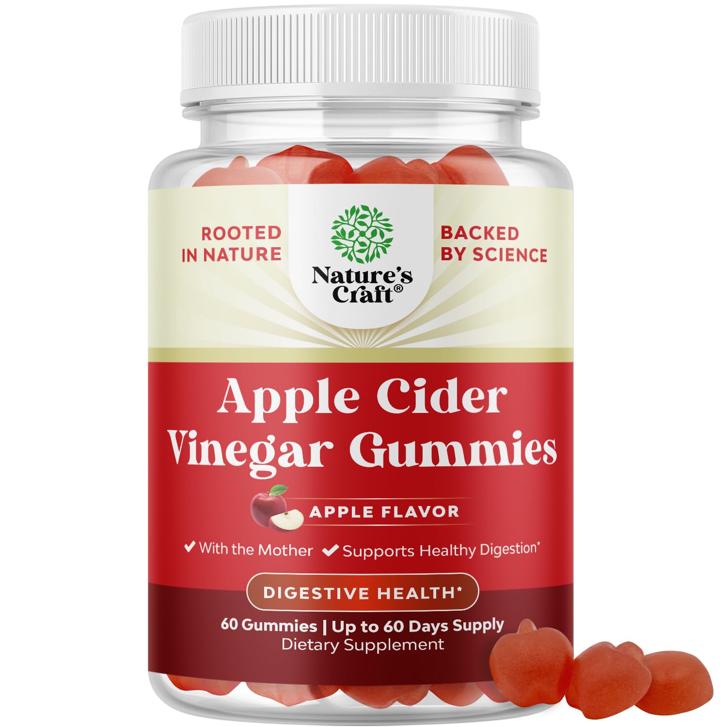Apple Cider Vinegar Gummies with B12 Vitamin - Energy Support - 60 Count