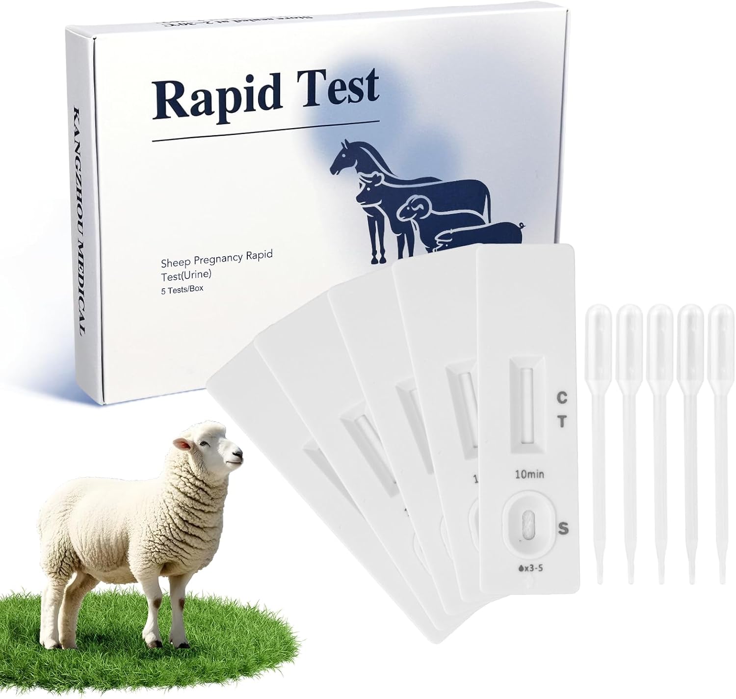 Sheep Goat Pregnancy Test Kit, 5 Pieces Urine Test Strips for Ewe Early Detection, Results in 5-15 Mins, Accurate & Easy Home Farm Use