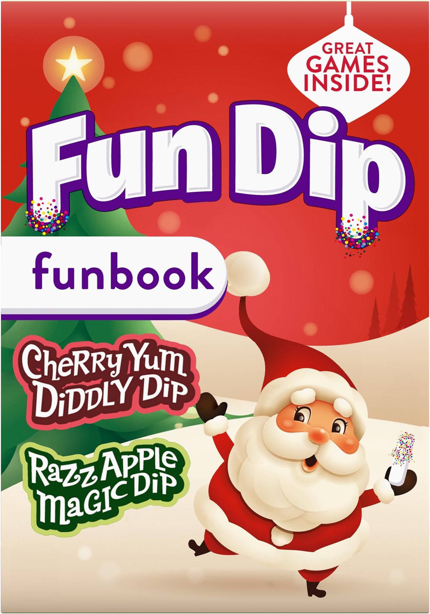Lik-m-Aid Fun Dip Holiday Candy, Cherry & Razz Apple Flavors, 8 Pouches - Stocking Stuffers & Classroom Shareables