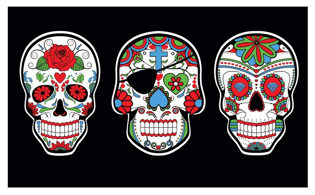Sugar Skull Multi Colored Indoor or Outdoor Flying Flag 3x5ft Banner