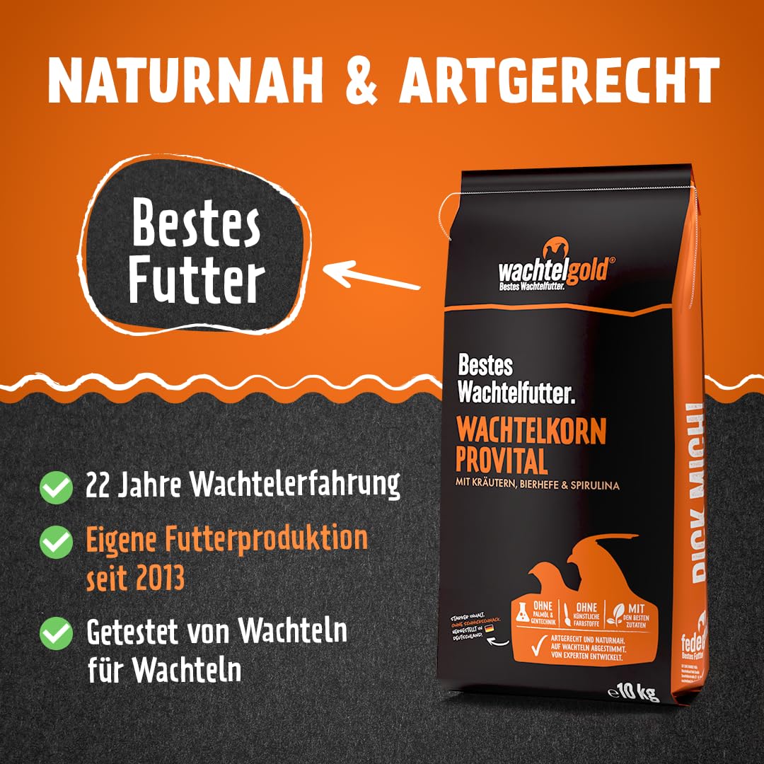 WachtelGold® semi di quaglia ♥ │10kg, mettere grano nature 2mm│✓ Senza OGM│Ideale abbinato a mettere quaglie