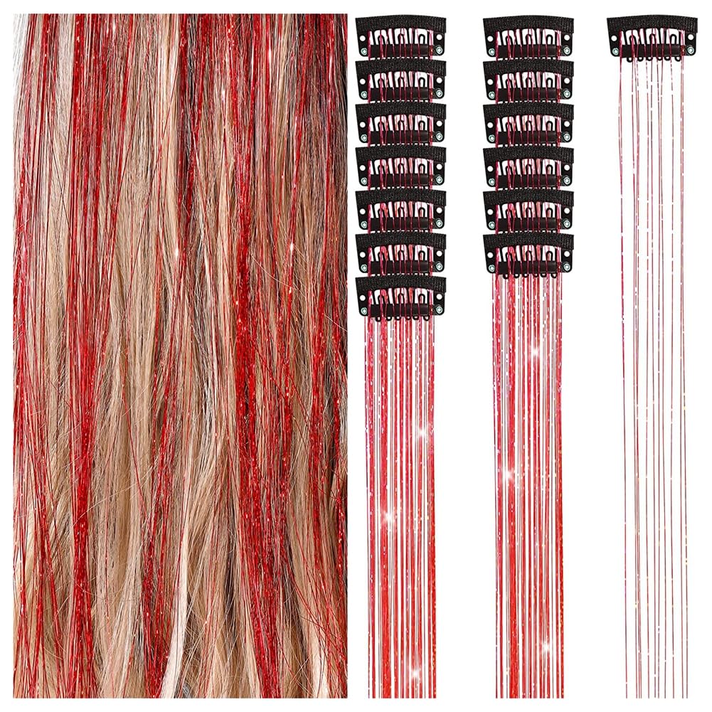 6 sztuk klipsów do włosów z lamettą, błyszczące Hair Tinsel Clip, błyszczące pasemka do włosów, lametta Tinsel Hair Extensions, błyszczące pasemka do włosów na cosplay, imprezę, Boże Narodzenie