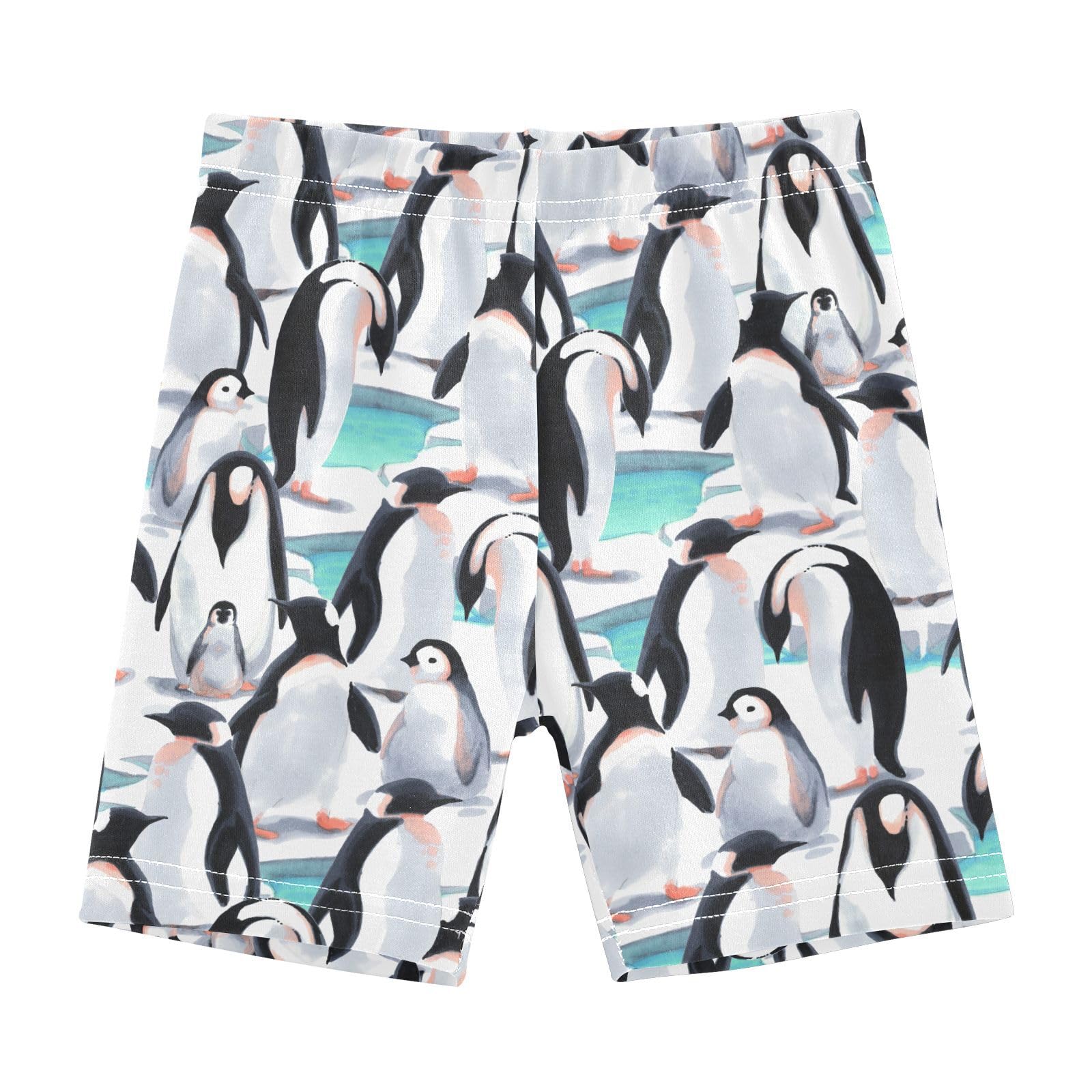 JHKKU Girls Penguin Watercolor Shorts Cotton Cartwheel Bike Kids Biker Under Dress Dance Short Girl Clothes 8Y