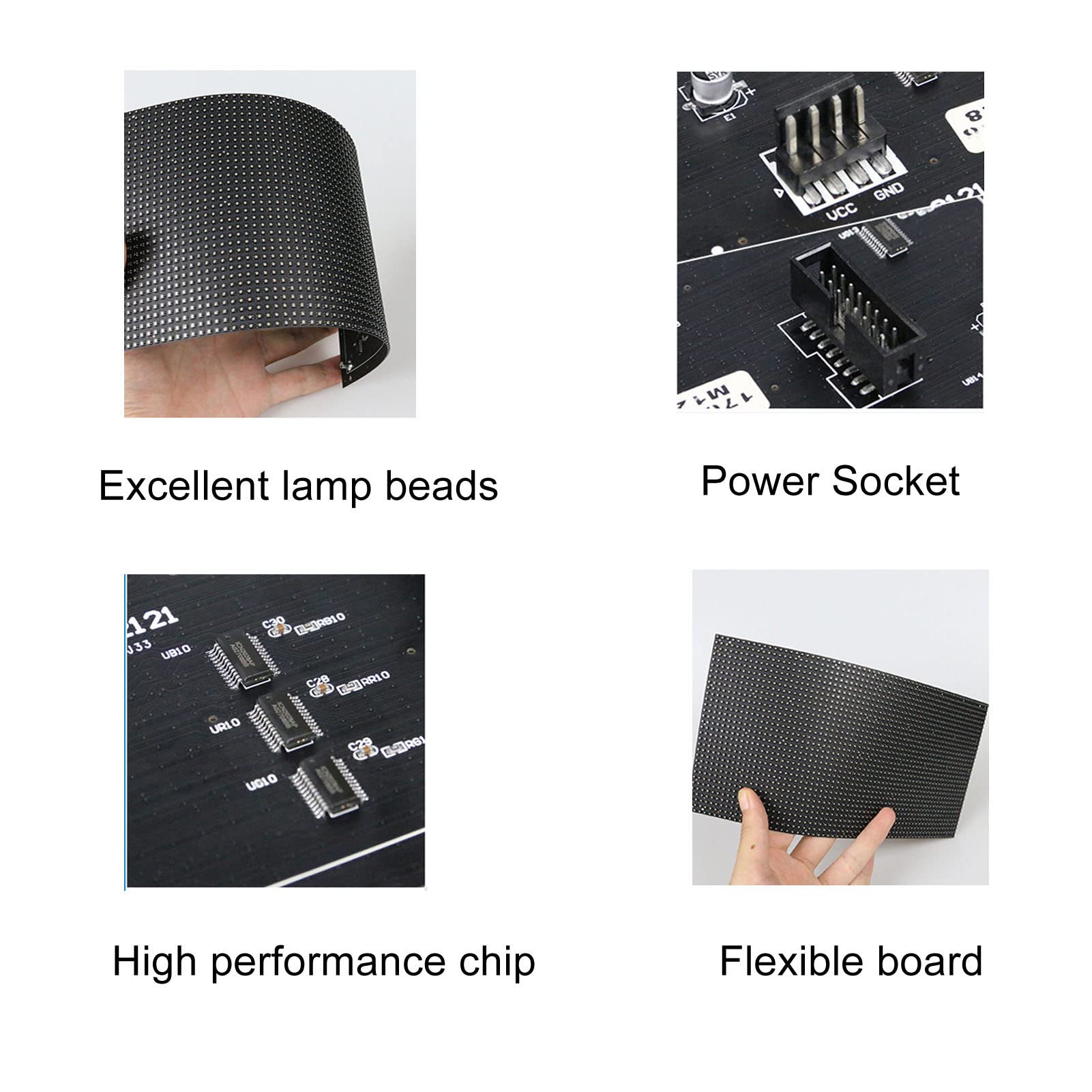 Flexible LED Panel, Full Color Flexible Panel Low Consumption Multiple Effects 208 X 104 Pixels for Bars