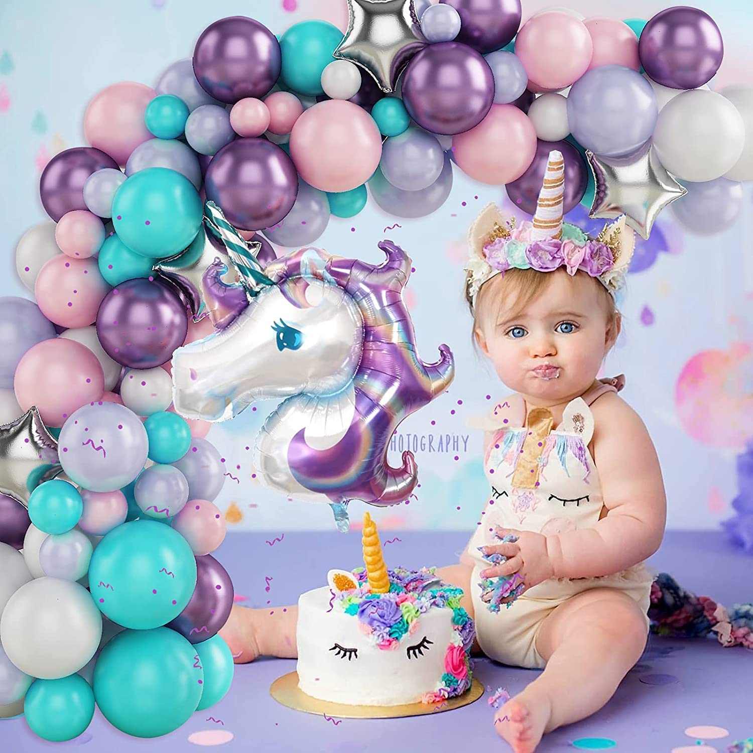 WINFLUENCE Einhorn Geburtstagsdeko Für Mädchen – 7. Geburtstag Set Mit Folienballons & Girlande | Mottoparty Zubehör