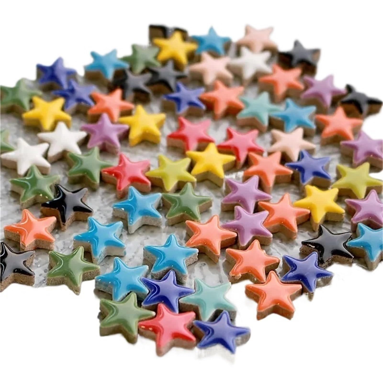 Mosaic Tiles 300g Porcelain Mosaic Tiles DIY Craft Ceramic Tile Making Materials Hobby Pieces Bulk Heart Shape Star