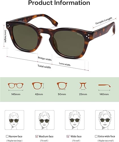 Miniatura 5 de SOJOS Gafas de sol polarizadas retro vintage para mujer y hombre, estilo Panto cuadrado de los años 70 y 80, UV400, SJ2662