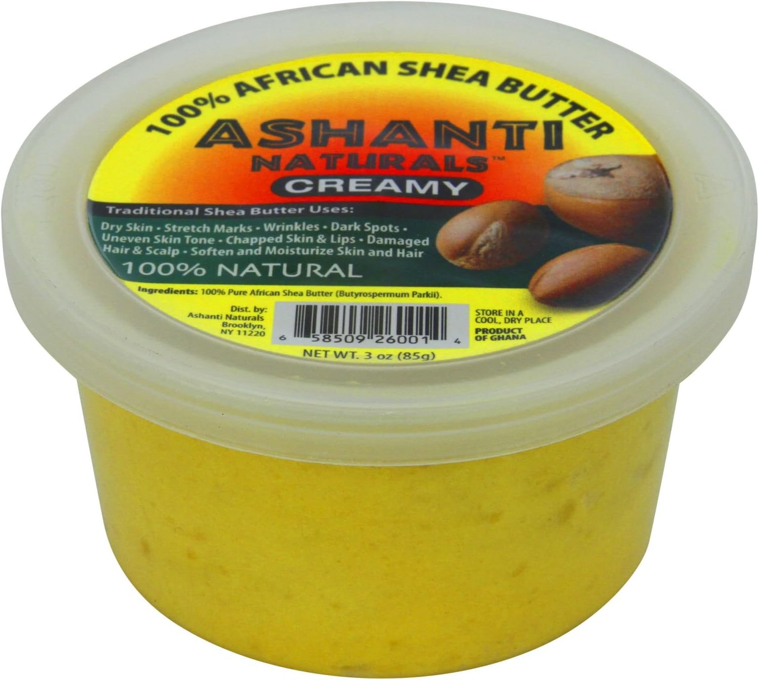 Ashanti Naturals Yellow Whipped Raw Shea Butter | Unrefined African Shea Butter | Creamy, Moisturizing, Nourishing for Hair and Skin (3 oz)