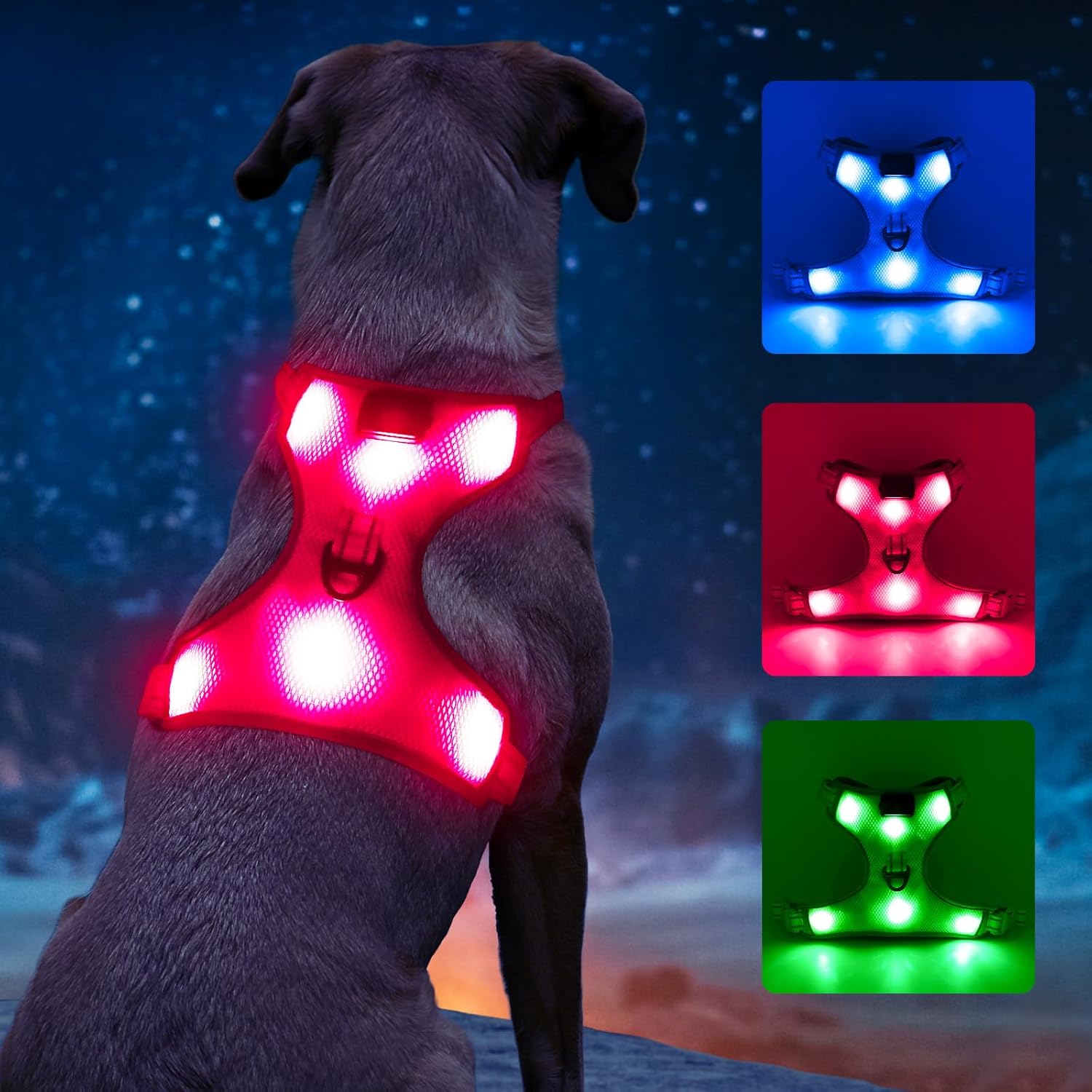 Light Up Dog Harness - BSEEN No-Pull LED Dog Harness Rechargeable - Glow in the Dark Pet Walking Vest for Small Dogs, Reflective Puppy Safety Lights for Night Walking (Pink, Small)