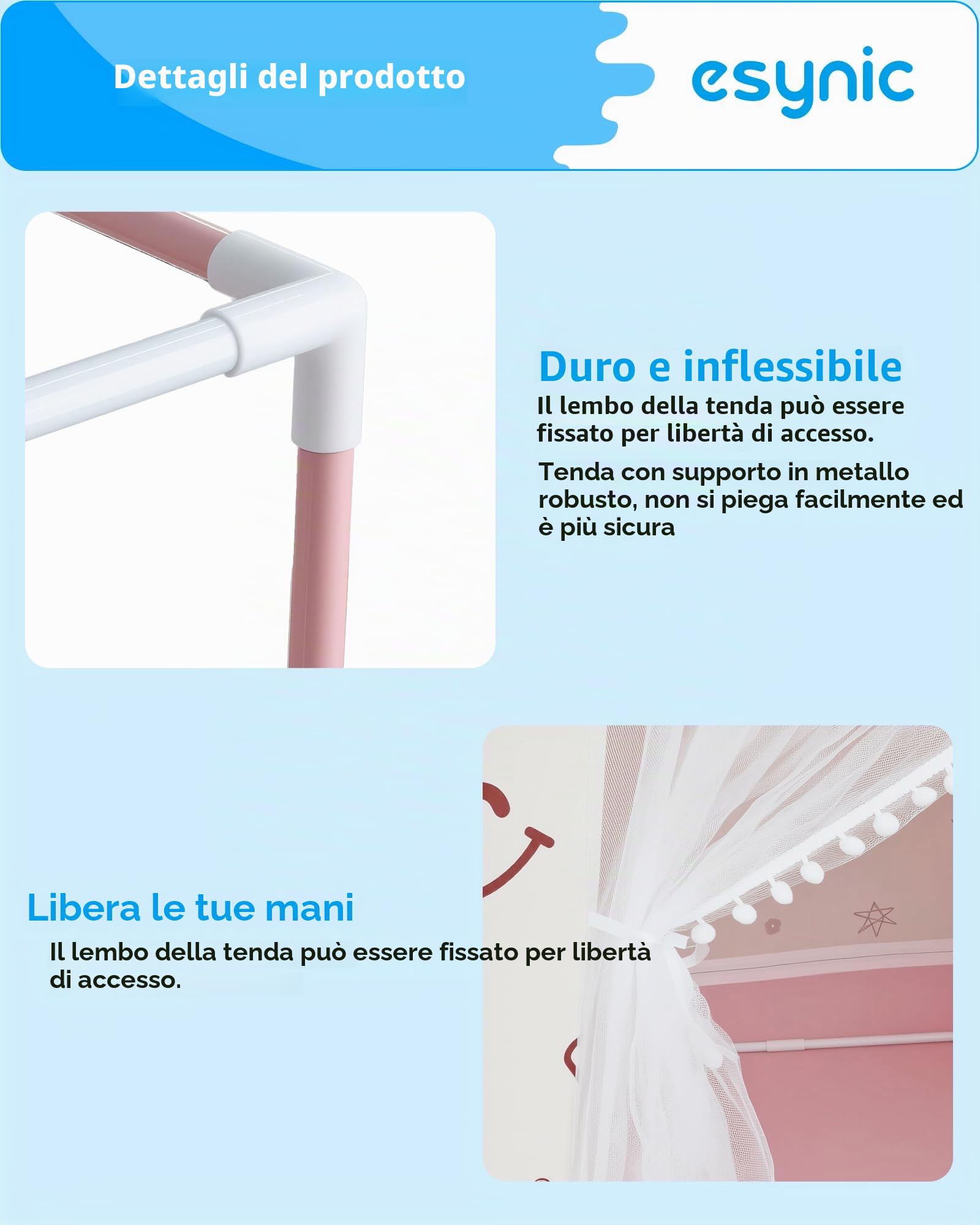 eSynic Tenda da Gioco per Bambini con Luci LED Decorative, Casetta Stanza di Attività Giochi Riposo con 2 Finestre per 2-3 Piccoli, Angolo da Lettura Studio, Facile da Montare - Rosa