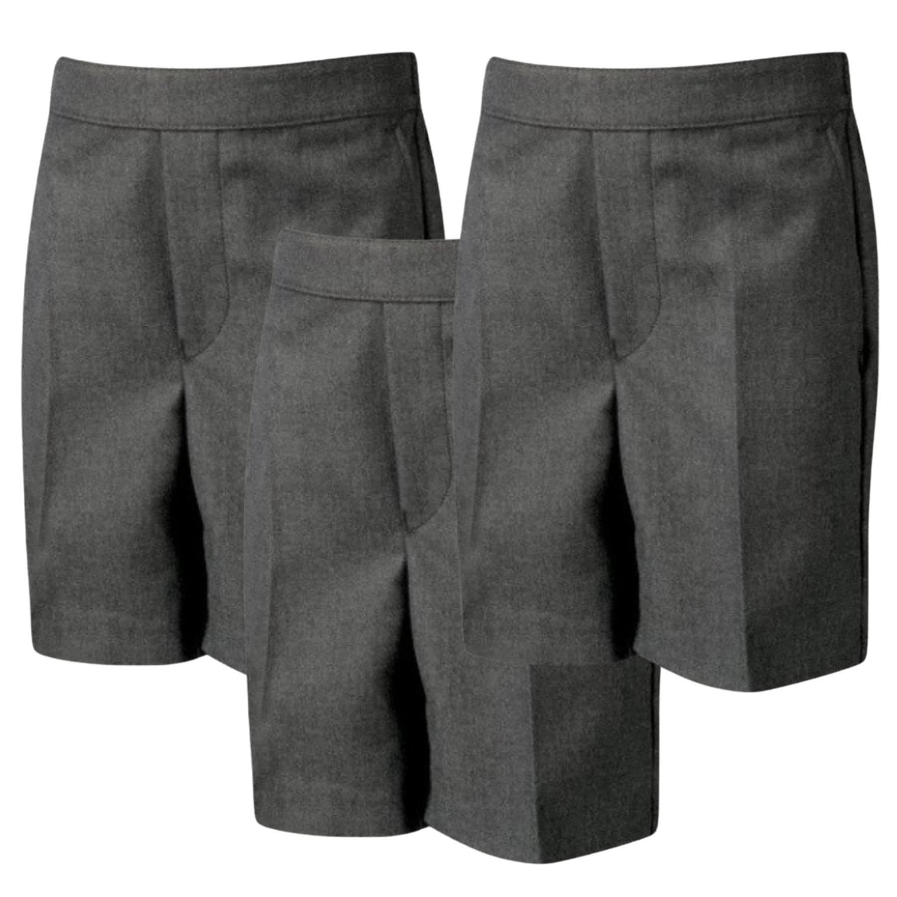 Pantalones cortos de uniforme escolar para niños, paquete de 3 unidades, longitud hasta la rodilla, parte trasera elástica, con revestimiento de teflón, pantalones cortos con bolsillos, de