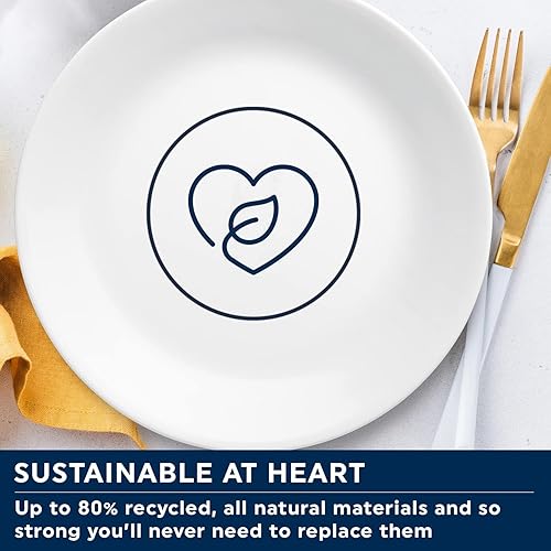 Miniatura 6 de Corelle 8.5-Inch Lunch Plates, Set of 6, Lightweight Vitrelle Glass, Chip & Crack Resistant, Dishwasher & Microwave Safe, White
