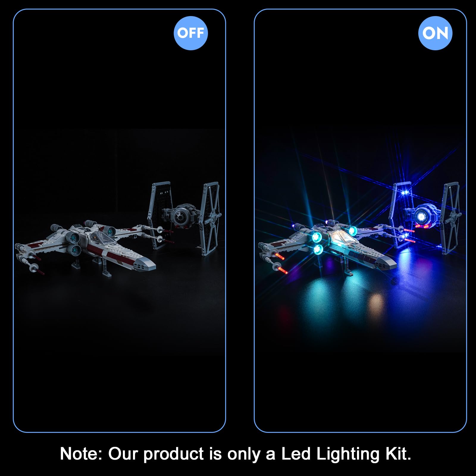 LocoLee Led Light Set Compatible with Lego TIE Fighter & X-Wing Mash-up Led Decoration Lighting Kit Compatible with Lego 75393 Building Blocks Model,Only Lights Set,No Model (Standard Version) - Image 3