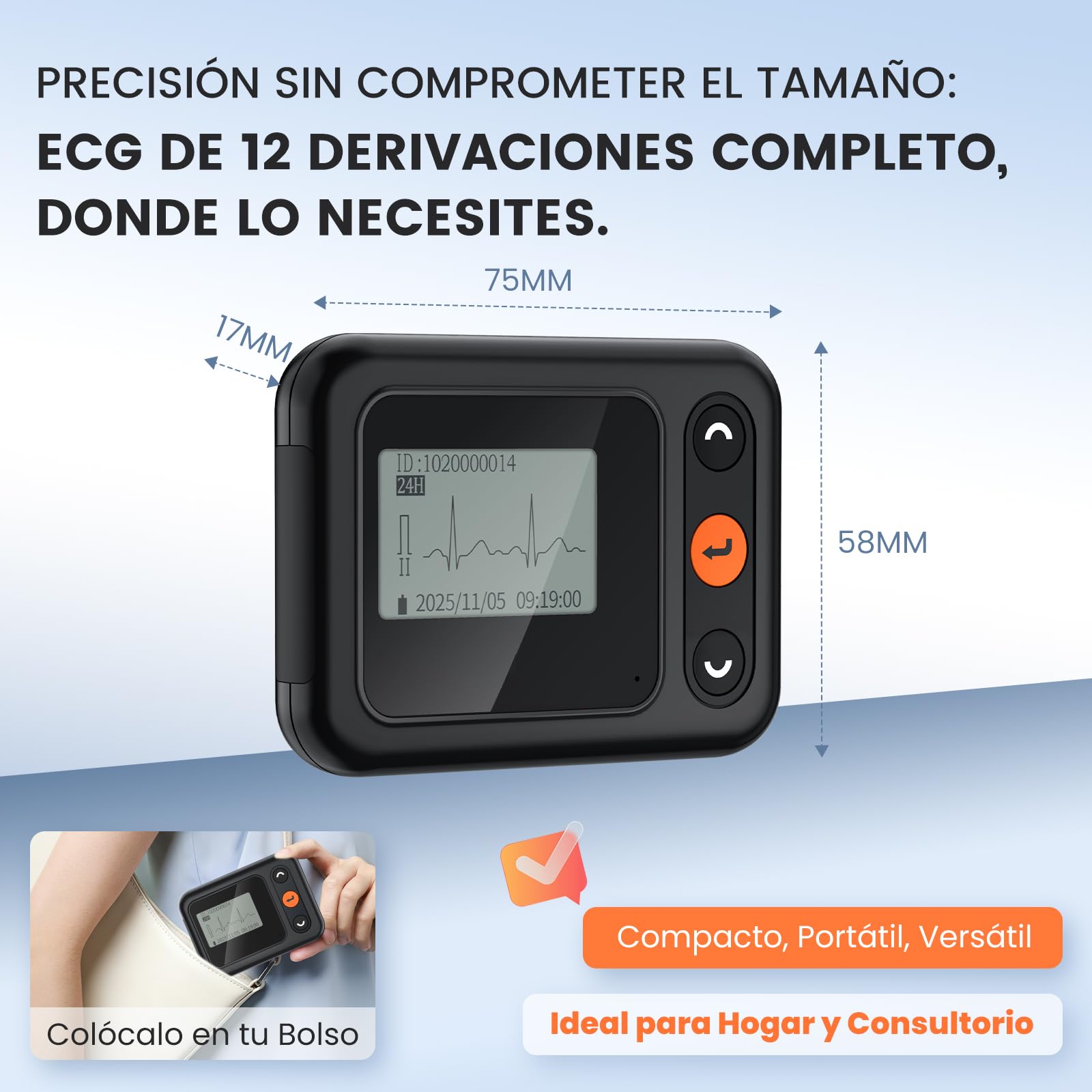 CheckMe 2026 ECG Aggiornato per Casa & ECG 12 Derivazioni – Analisi IA Potente e Registrazione Completa 24h: Monitor Holter Portatile per Monitoraggio Cardiaco Continuo con Software PC/Mac