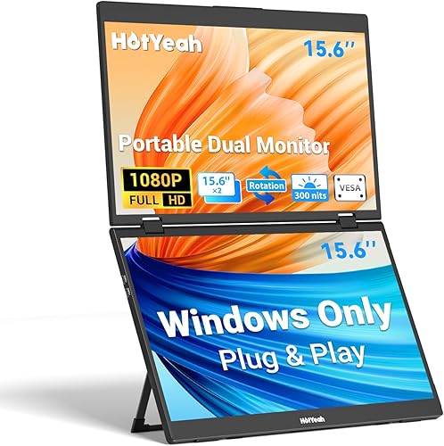 Extensor de pantalla triple para laptop, 15.6 pulgadas, 1080P FHD IPS plegable y apilado, monitor dual portátil apilado, USB C de viaje, pantalla de