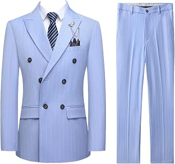 Mens Classic Striped Suit, 2-Piece Business Formal Wear