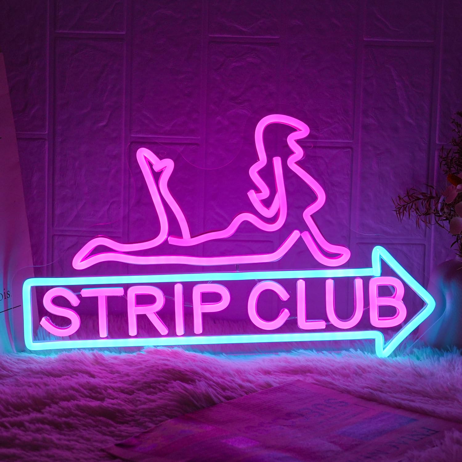 LMSIGNLYLMSIGNLY STRIP CLUB Neon Sign Women Neon Light Sign for Wall Decor Dimmable Dance Club Neon Light Sign Letter LED Sign for Bedroom Living Room Club Dancing Party Ball Christmas Gift