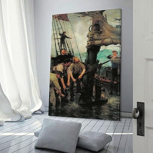 Miniatura 3 de All Hands to The Pumps by Henry Scott Tuke Wall Art Picture Painting Poster Canvas Print Posters Artworks Bedroom Living Room Decor