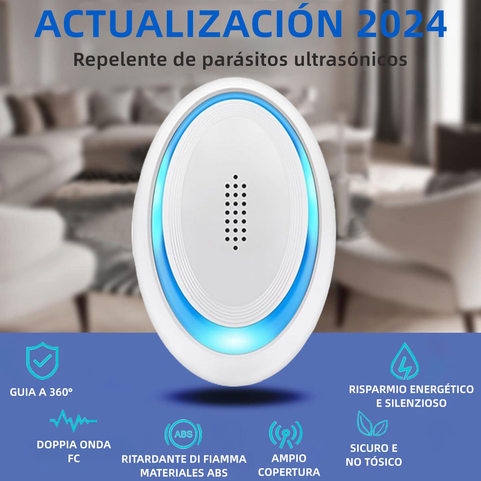Repelente Ultrasónico de Plagas 6 Pack Antimosquitos Electrónico para Interiores Roedores Arañas Cucarachas