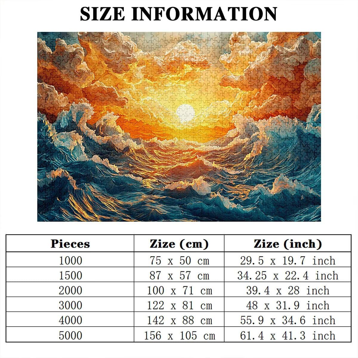 Puzzle 2000 elementów, zachód słońca, morze, 2000 elementów, drewniane puzzle dla dorosłych, trudna łamigłówka, gra logiczna dla całej rodziny, drewniane puzzle, dekoracja salonu, prezenty, Z-64