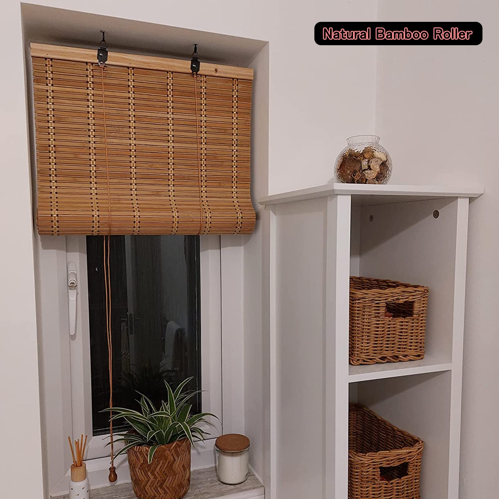 Naturalne bambusowe rolety w stylu retro, 60-150 cm, osłona przeciwsłoneczna do ogrodu, na patio, okna, drzwi, kuchni, na zewnątrz, na taras i balkon